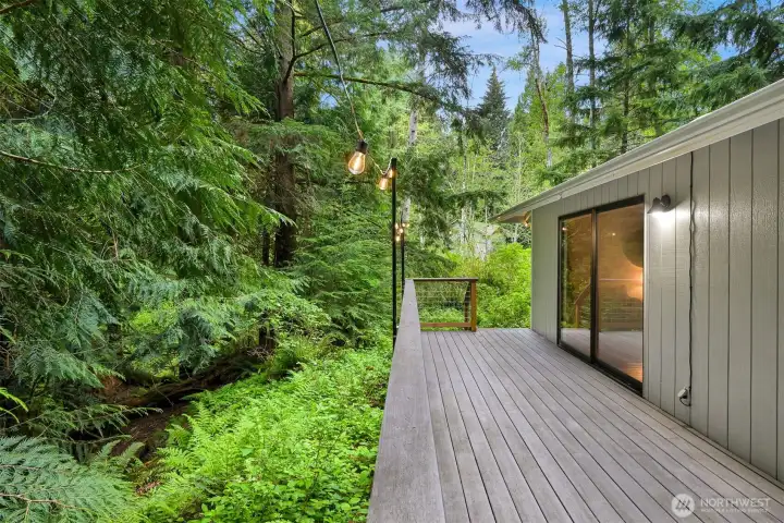 Large deck provides space for relaxation and enjoying the sounds of the creek.
