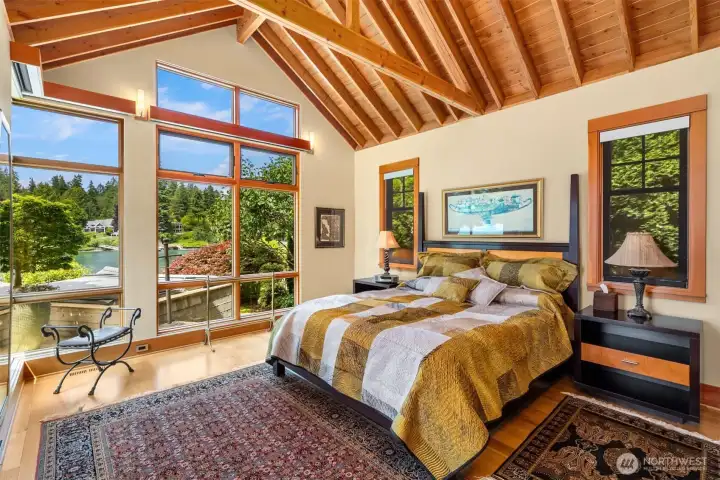 A sublime retreat in its own right. The primary suite opens to the outdoor fireplace and the hot tub.