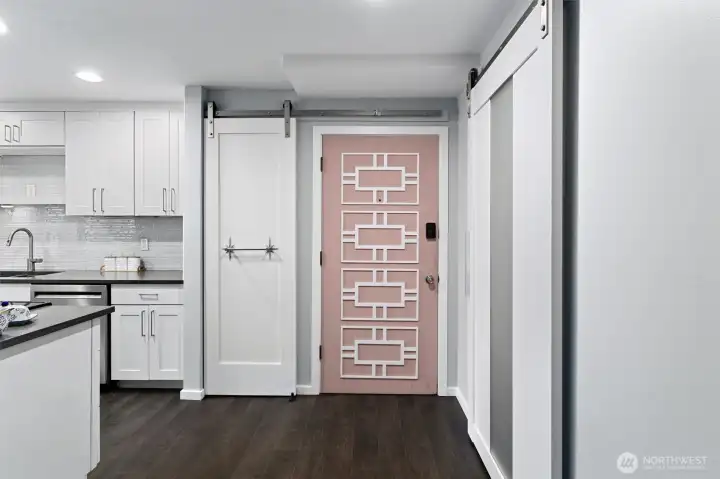 All party on the inside with custom mid-century details!