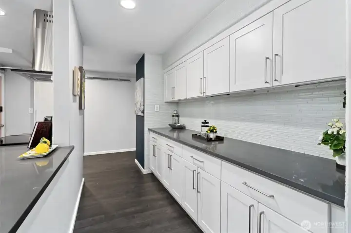 The extra counterspace and cabinets in the hallway are an added bonus!