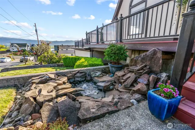 Water fountain off the front entry