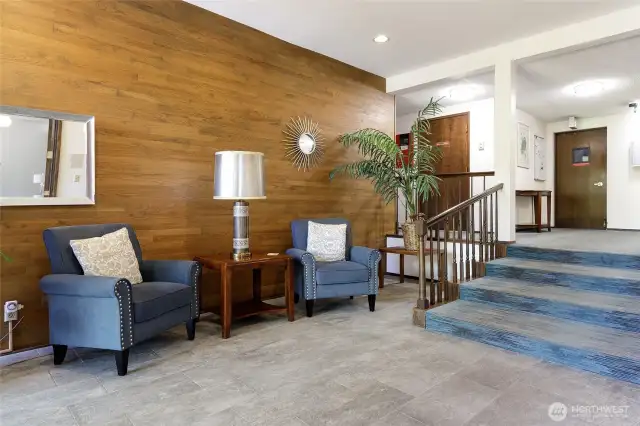 Secure lobby entrance.