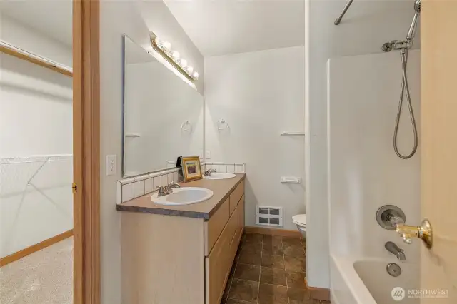 Primary bathroom and walk in closet
