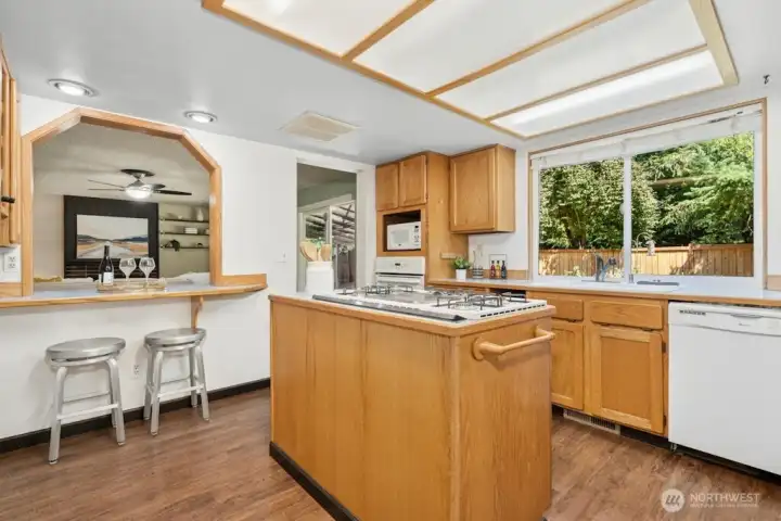 The ample kitchen is ready for your appliance and finish upgrades, if desired. No need to make expensive layout changes.