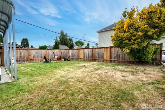 Fully fenced backyard