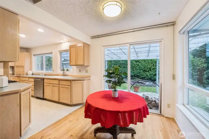 Dining area with sliding door to the patio/backyard.