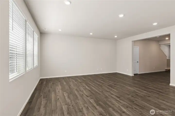large great room, no carpet in living areas