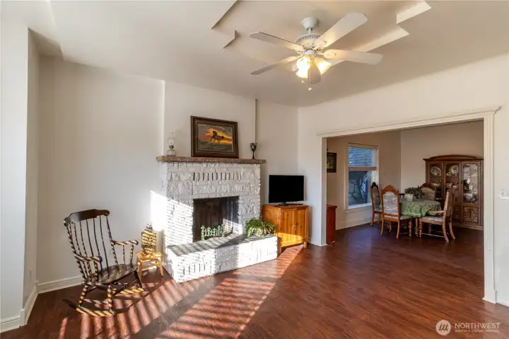 Real fireplace for cozy comfort or warm welcome