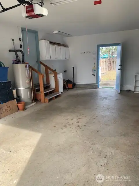Good sized 2 car garage off the kitchen.