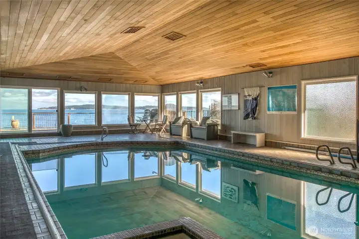 Indoor pool with gorgeous ocean views