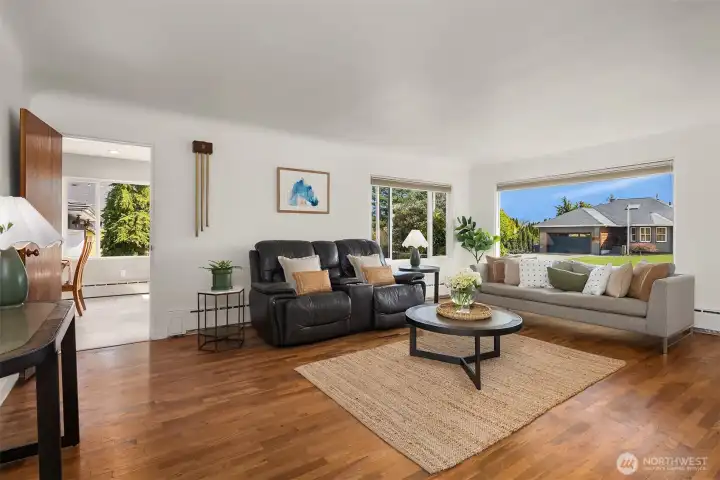 This living room is light-filled.