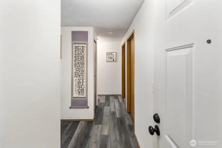 Hallway to bedrooms...guest bedroom is the first one on the right side