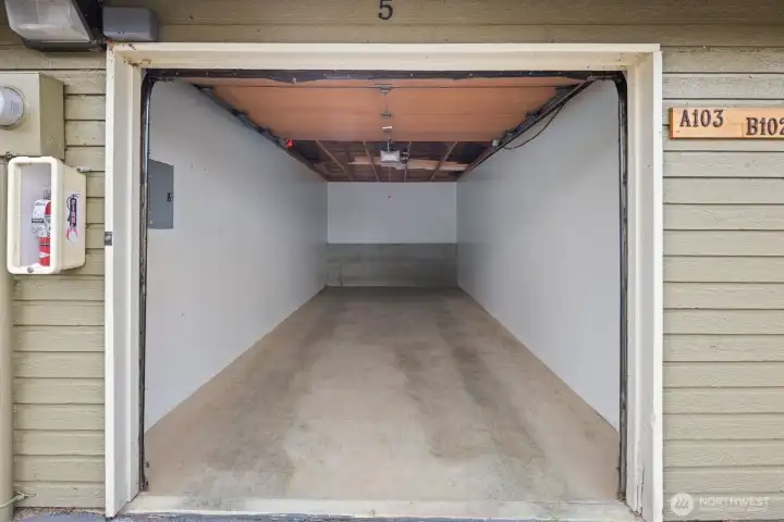 Private garage space. Great for a car or storage!