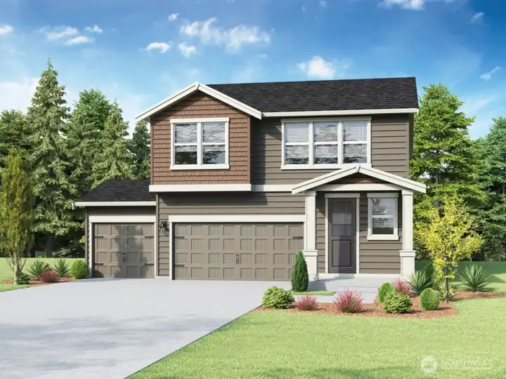 Rendering of actual elevation, colors will vary.