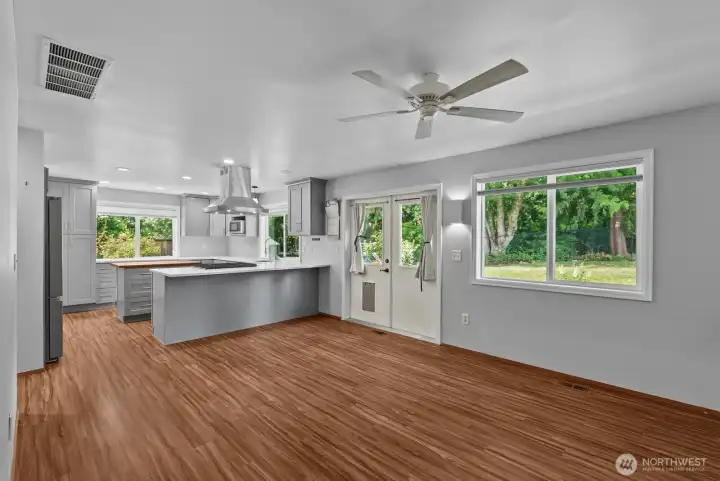 Family room with french door to deck