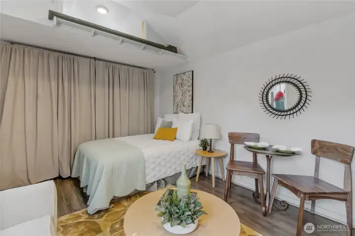 Can be converted back to garage if wanted, but has been a cozy guest/work from home space for years. Can be converted back to garage if wanted, but has been a cozy guest/work from home space for years.