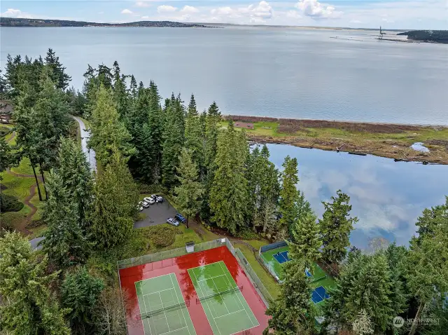 View of the tennis courts and some of the Pickleball courts..