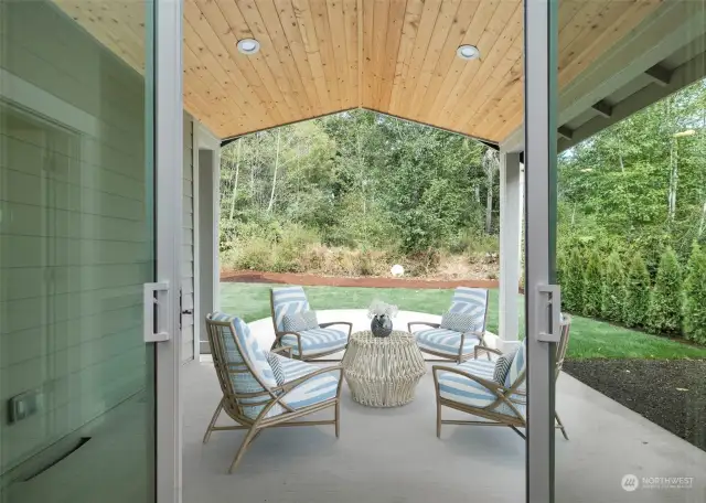 Covered patio seamlessly flows from the great room.