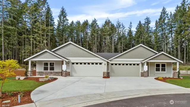 Zero-lot-line homes with spacious double car garages.