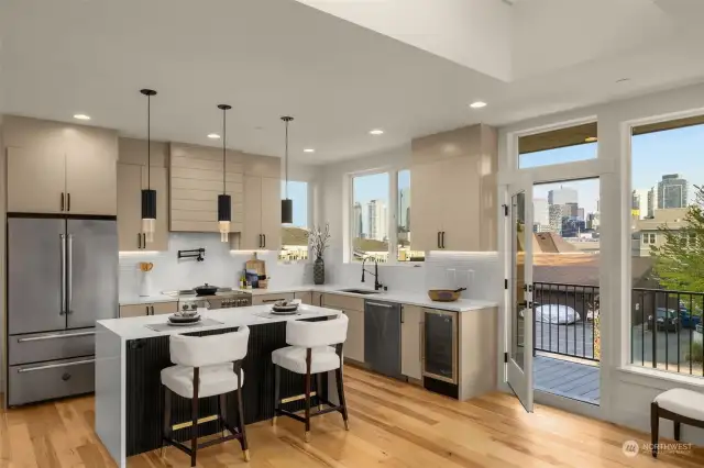 The architecture of this home reflects this inspiration, with natural wood and stone accents, expansive windows, airy spaces, and a seamless blend of the indoors with the outdoors, creating your own personal sanctuary in the heart of Seattle.