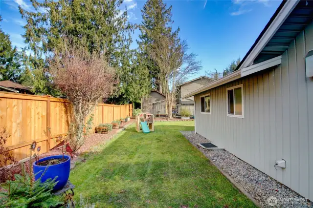 Fully fenced back yard
