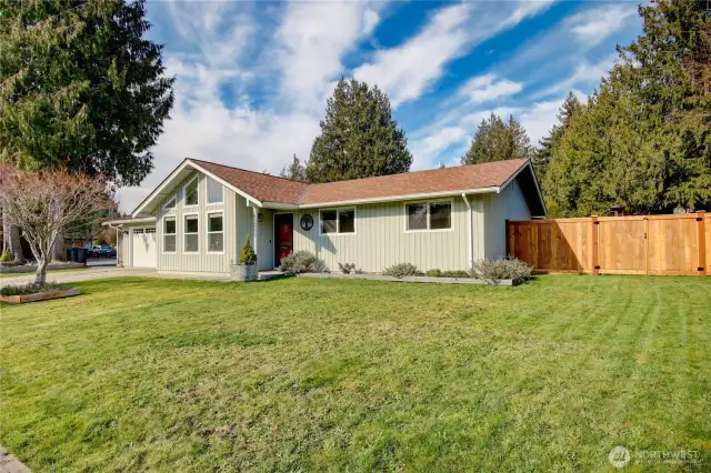 Fully fenced in back yard and patio.