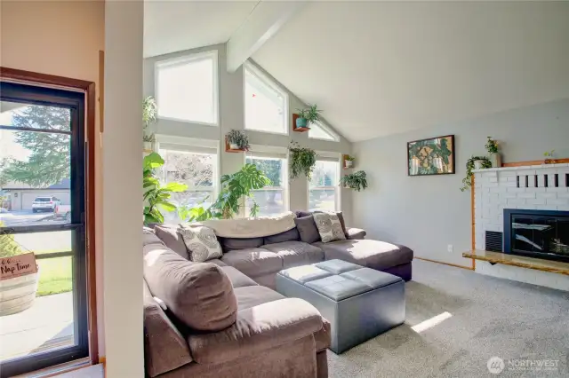 South facing living room & front door