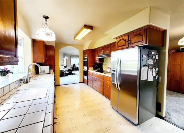 Kitchen with office to the right.