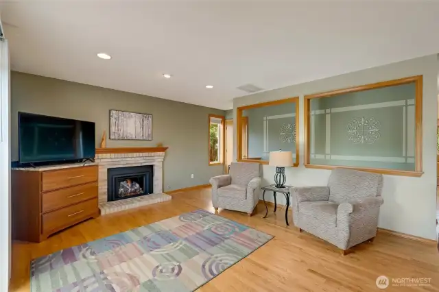 Flows into cozy second living room/space.