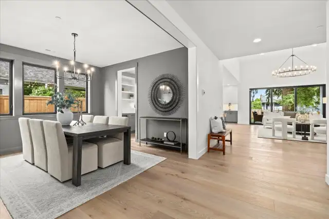 Wide plank engineered hardwoods throughout