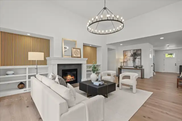 Wood flanked fireplace