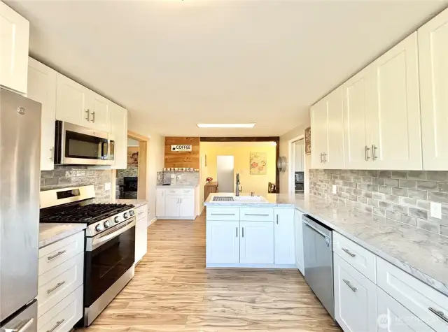 Kitchen looking into dining room.