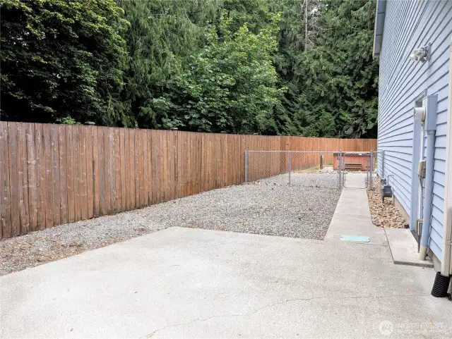 Fully fenced property backs up to a green belt on 2 sides fro privacy, and fully fenced backyard for pets. Say Yes to this address. #7120 242nd St E, Graham, WA 98338.