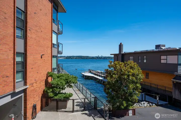 Beautiful view over Lake Washington with private tenant only dock access and skyline views of Bellevue.
