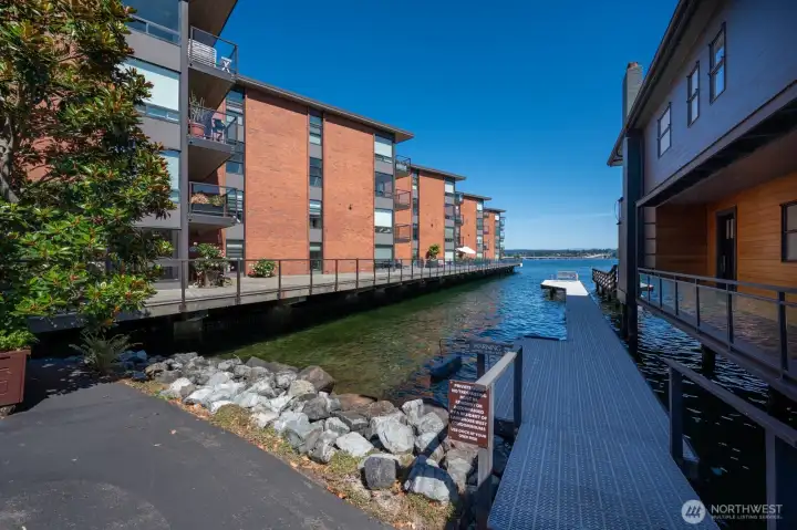Private resident only dock with direct access to Lake Washington for swimming, kayaking, boating and more.