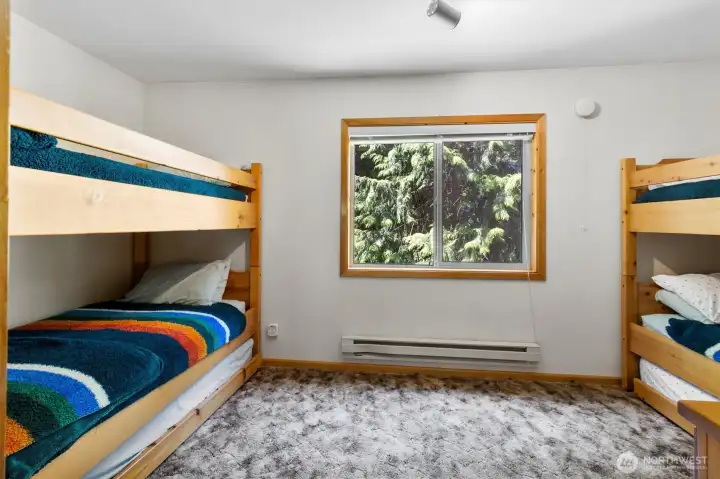 Bedroom #2 set up for guests or bunk room versatility.