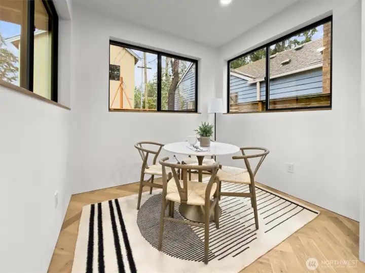Breakfast nook sitting area off the kitchen.