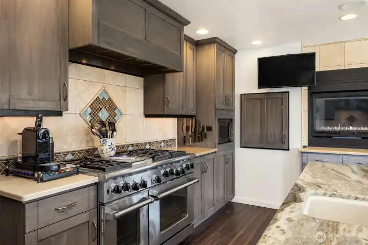 The cook station is a chef's dream featuring high end appliances with efficiency in mind.