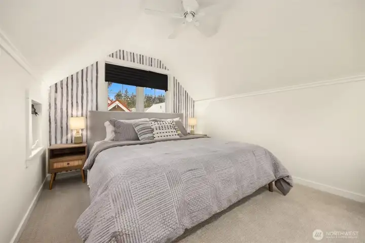 One of the two comfortable bedrooms located upstairs.