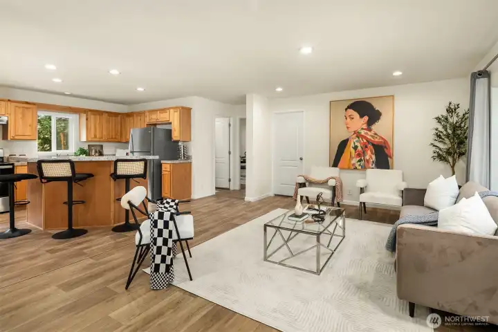 Bright, open living area with seamless flow into the kitchen
