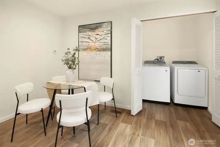 Dining area conveniently located near kitchen and laundry