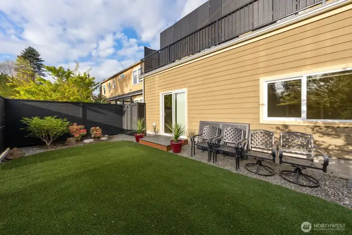 West facing backyard with low maintenance turf