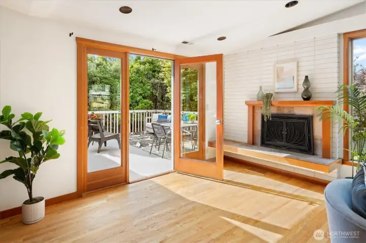 Through the french doors you'll find a large deck.