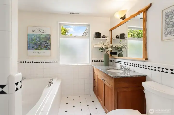 A full bathroom on the main floor.