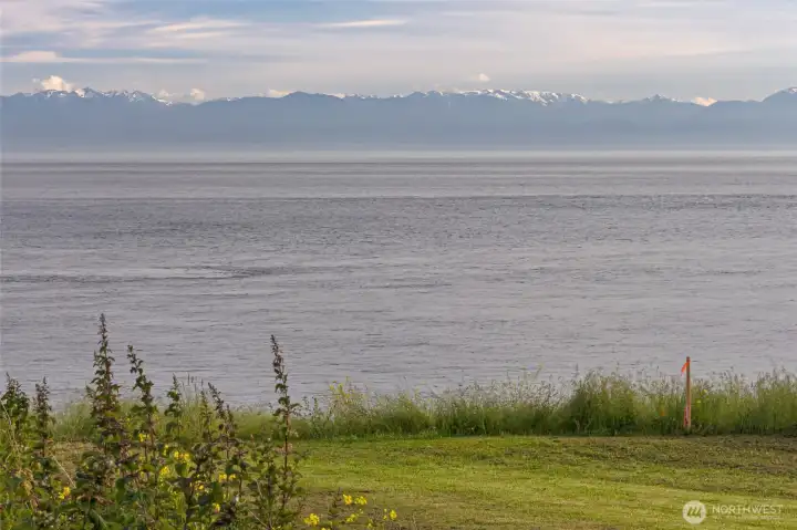 Close-up view toward Haro Strait and the Olympic Mountains captures the breathtaking marine outlook from this south-facing waterfront parcel.