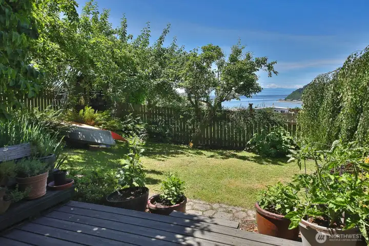 A view and a private fenced backyard.