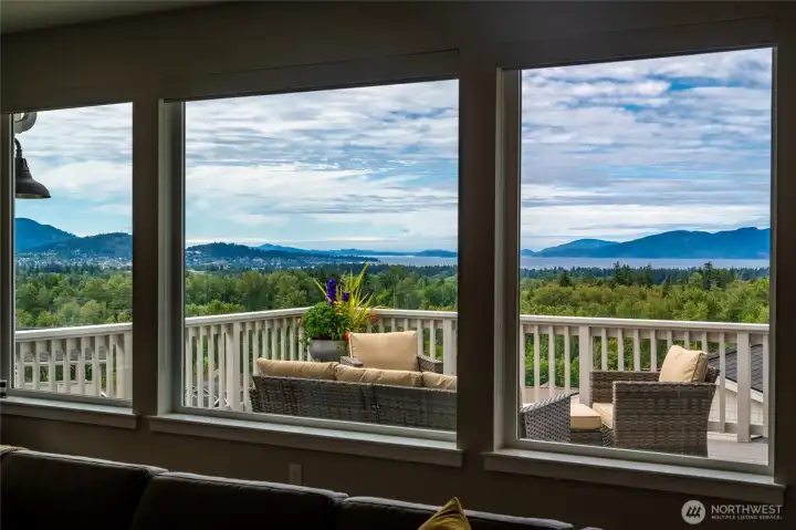 In the living room looking out to the roomy deck In the living room looking out to the roomy deck