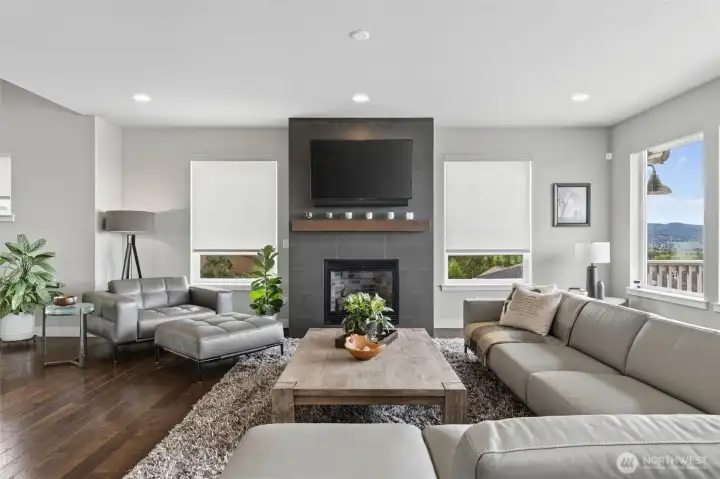 The fireplace offers balance in the living room and warm winter nights The fireplace offers balance in the living room and warm winter nights