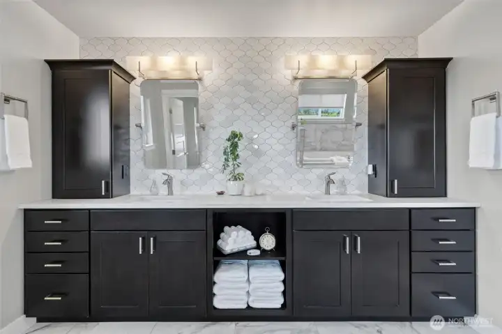 Primary suite double vanity Primary suite double vanity