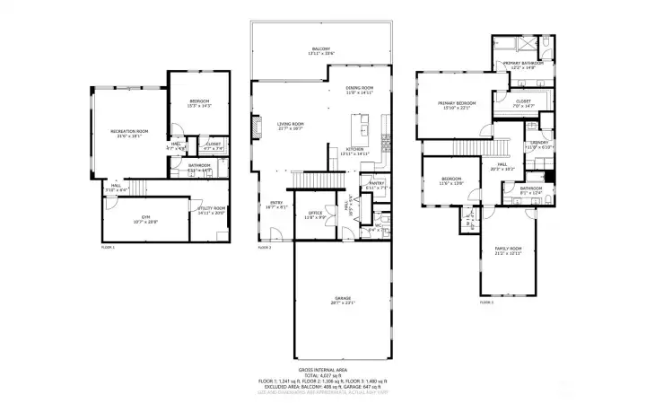 Floor plan for all three levels Floor plan for all three levels